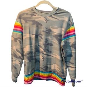 Sweatshirt, camo and rainbow color. Size small. Worn only twice.